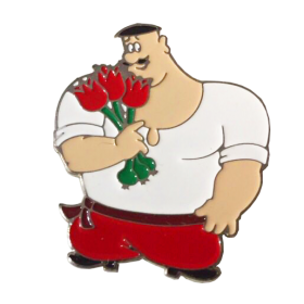 enamel pin - Cossack with a flower